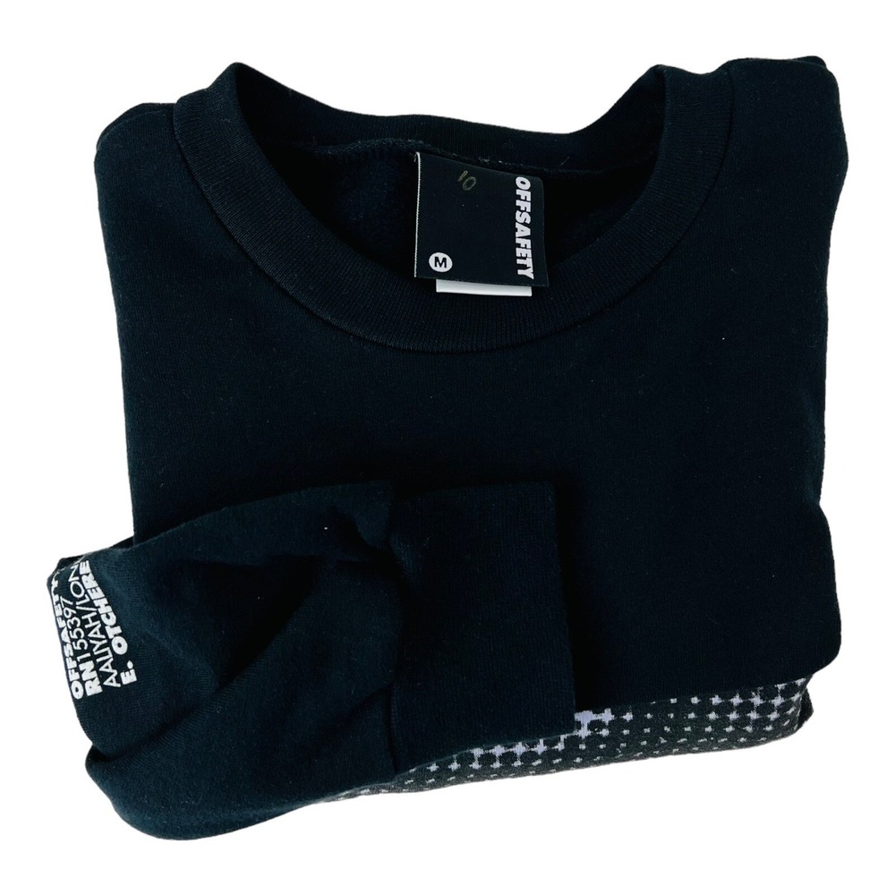 OFFSAFETY Black Aaliyah/London Graphic Long Sleeve Crewneck Sweatshirt Mens Sz M